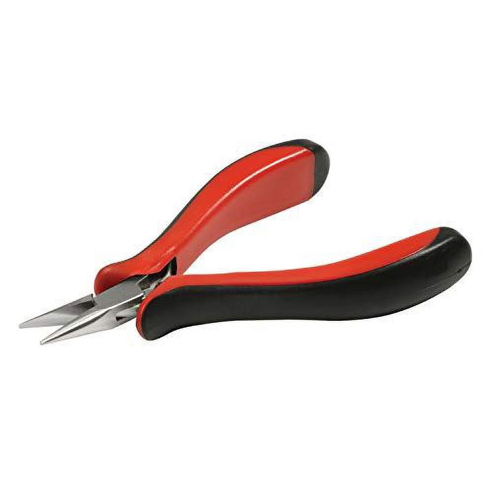 The Beadsmith Platinum Series German Chain Nose Pliers, 4.75 inches (120mm) with Polished Steel Head, red and Black Ergonomic Comfort Grip Handle with Double-Leaf Spring, Tool for Jewelry Making