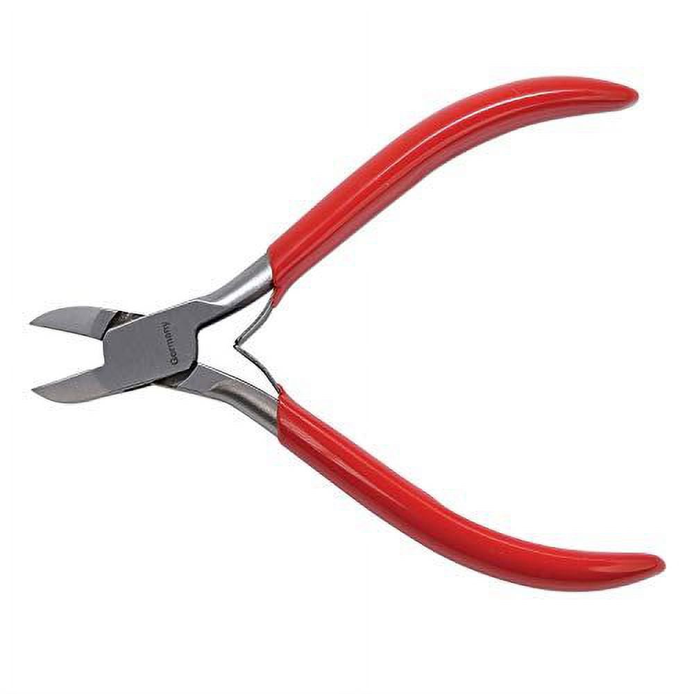 The Beadsmith Platinum Series German Semi-Flush Sidecutter, 4.75 inches (120mm) with Polished Steel Head, red PVC Comfort Grip Handle and Double-Leaf Spring, Tool for Jewelry Making