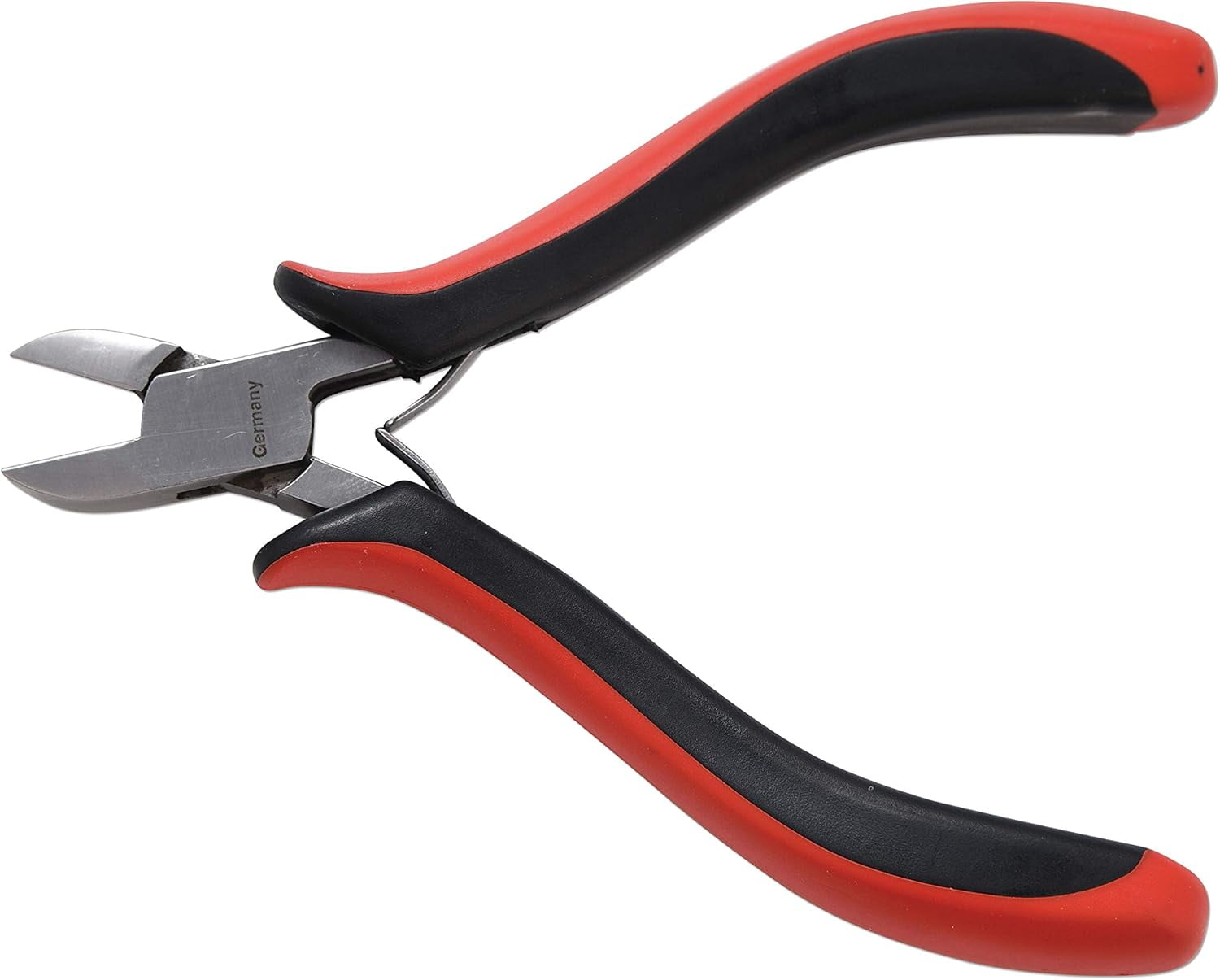 The Beadsmith Platinum Series German Semi-Flush Side Cutter, 4.75 inches (120mm) with Polished Steel Head, red and Black Ergonomic Comfort Grip Handle and Double-Leaf Spring, Tool for Jewelry Making