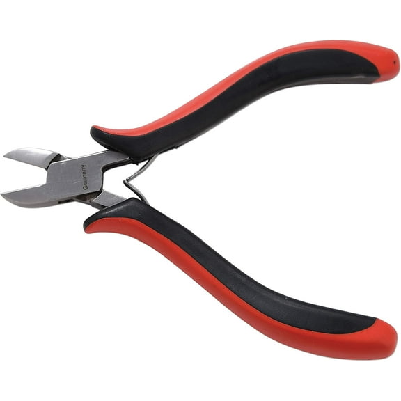 The Beadsmith Platinum Series German Semi-Flush Side Cutter, 4.75 inches (120mm) with Polished Steel Head, red and Black Ergonomic Comfort Grip Handle and Double-Leaf Spring, Tool for Jewelry Making