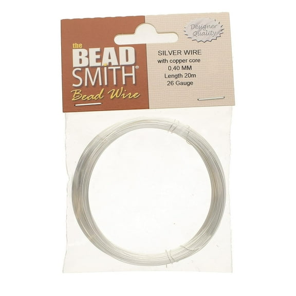 The Beadsmith Professional German Jewelry Wire - 0.4mm Diameter, 26 Gauge, 20 Meter Coil - Silver Plated - Beading Wire Used to Jewelry Making, Wire Wrapping, Sculpting, Floral, Modeling and DIY Arts