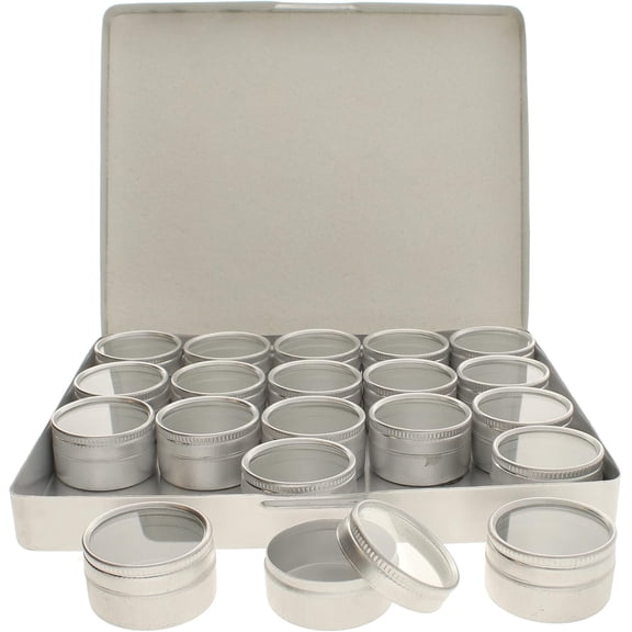 The Beadsmith Rectangle Storage Compacts - Aluminum, 20 Containers with Translucent Tops  Perfect for Beads, Diamond Painting, Rhinestones, Crystals and Other DIY Crafts