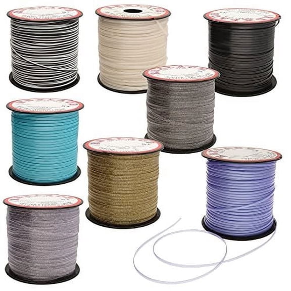 The Beadsmith Rexlace Flat Plastic Lacing Latex Free, Non-Toxic Fancy Colors Mix 8 Assorted Colors Mix 3/32" W x 1/32" D, 100 Yard Spools Used to Create Jewelry and Arts & Crafts Projects