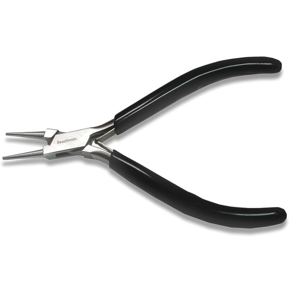 The Beadsmith Round Nose Pliers - Extra Fine Tips 4.5 inches (114mm) PVC Grip Handle with Double Leaf Springs Jewelry Making Tool for Creating Bracelets, Earrings and Necklaces