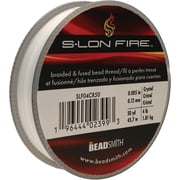 The Beadsmith S-Lon Fire - Braided and Fused Bead Thread - 4lb. Test, .005"/.12mm Diameter, 50 Yard Spool, Crystal Clear Color - Super Strong Stringing Material for Jewelry Making and Bead Weaving