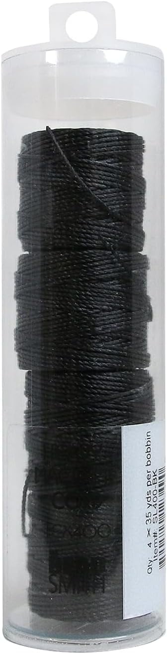 The Beadsmith S-Lon Heavy Nylon Cord – Black Color – TEX400, .9mm Diameter, 4-Pack, 35 Yard Spools – For Stringing Beading Crochet, Micro-Macrame Jewelry & Kumihimo Projects