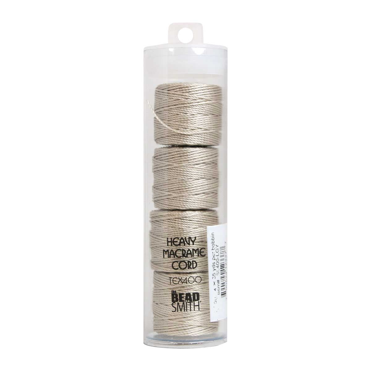 The Beadsmith S-Lon Heavy Nylon Cord – Light Grey Color – TEX400, .9mm Diameter, 4-Pack, 35 Yard Spools – For Stringing Beading Crochet, Micro-Macrame Jewelry & Kumihimo Projects