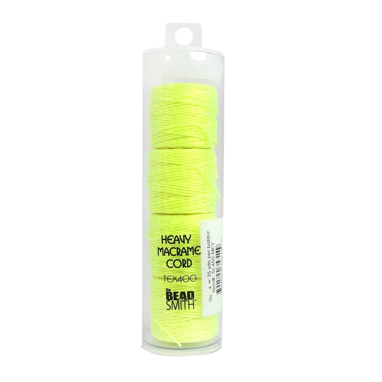 The Beadsmith S-Lon Heavy Nylon Cord – Neon Yellow Color – TEX400