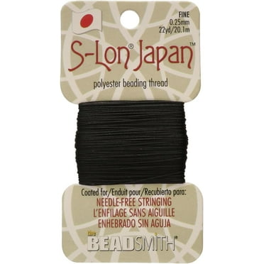 The Beadsmith S-Lon Japan – Fine Polyester Thread – Black Color, .25mm Diameter, 22 Yards per Card – Needle-Free Stringing, Easy to Thread Beads – Ideal for Knotted Jewelry, Pearls and DIY Crafts