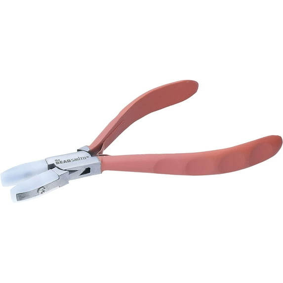 The Beadsmith Satin Touch Nylon Flat Nose Plier, 5.75 inches (145mm), double nylon heads, comfortable contoured grip handles and double-leaf springs, tool for jewelry making