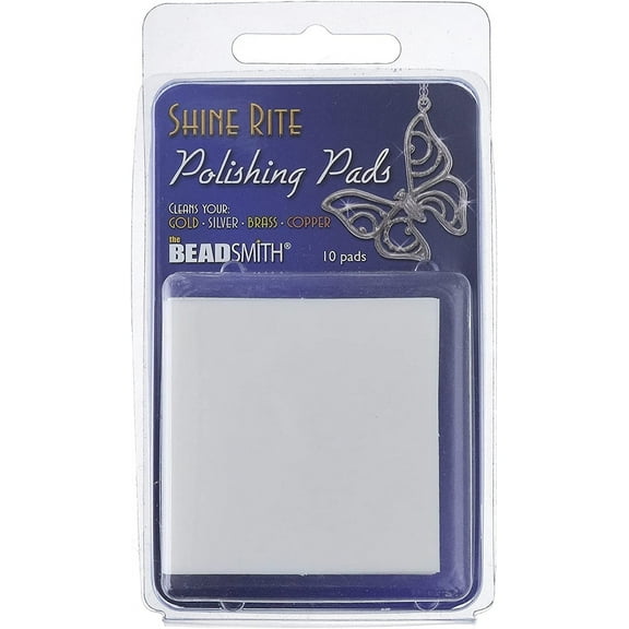 The Beadsmith Shine Rite Polishing Pads - 2-Inch Pre-Treated Foam Squares with Micro Abrasives Use to Brighten, Polish and Remove Tarnish Jewelry Components Pack of 10