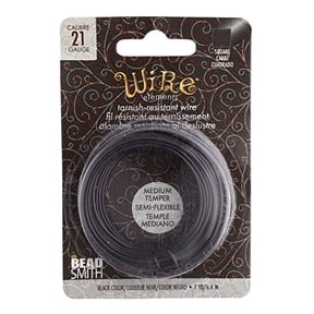 The Beadsmith Square Craft Wire - Wire Elements - Medium Temper - 21 Gauge, 7 Yard Coil - Black Color - Beading Wire Used for Jewelry Making, Wire Wrapping, and Other DIY Arts & Crafts