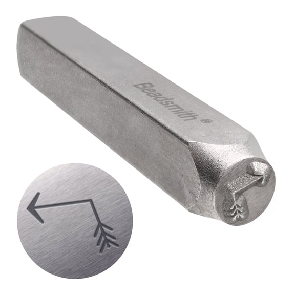 The Beadsmith Steel Design Stamp - Metal Elements - 6mm Broken Arrow - 2.25” Length with 0.25” Stamp Base - Make Custom Jewelry, Add Artistic Whimsy, Used for Stamping & Personalizing Soft Metals
