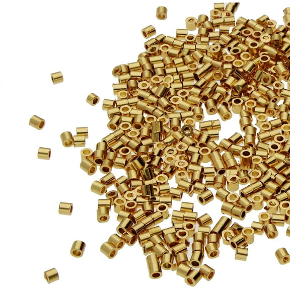 The Beadsmith Tube Crimp Beads, 1.5 x 1.5mm, 800 Pieces, Gold Color, Uniform Cylindrical Shape, No Sharp Edges, Designed to Secure The Ends of Jewelry Stringing Wires and Cables