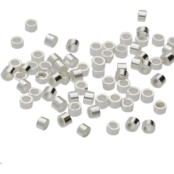 The Beadsmith Tube Crimp Beads, 2 x 1.5mm, 100 Pieces, Silver Color, Uniform Cylindrical Shape, No Sharp Edges, Designed to Secure The Ends of Jewelry Stringing Wires and Cables