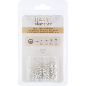 The Beadsmith Tube Crimp Beads, Basic Elements, 4 Vials in Assorted Sizes, Silver Color, Uniform Cylindrical Shape, No Sharp Edges, Designed to Secure The Ends of Jewelry Stringing Wires and Cables