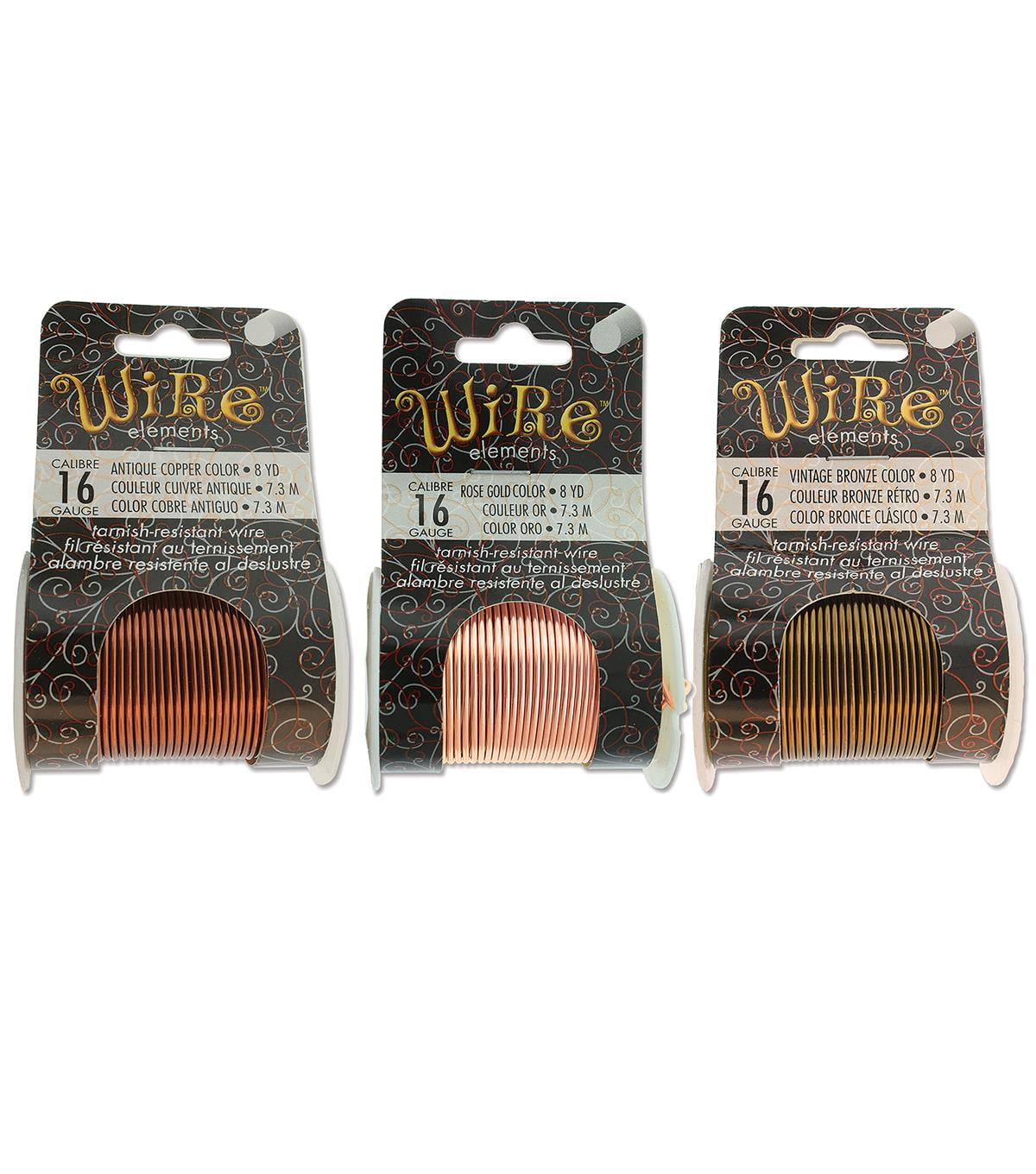 The Beadsmith Wire Elements 16-Gauge Lacquered Tarnish-Resistant Copper Wire for Jewelry Making, 4-8 Yard, 7.32 Meter Spools (Antique Copper, Vintage Bronze, & Rose Gold Color)