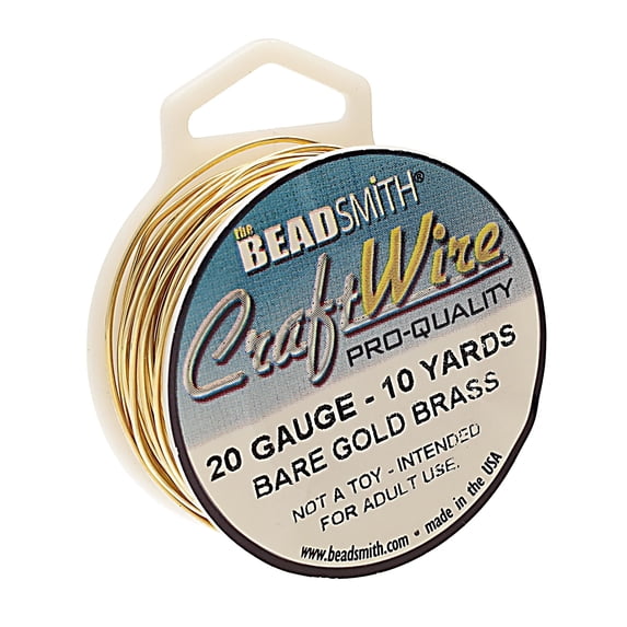 The Beadsmith Wire Elements Craft Wire – Tarnish Resistant, Soft Temper, Round, Bare Gold Brass Color – 0.81mm, 20 Gauge, 10 Yard Spool – Jewelry Making, Wire Wrapping, Floral, & Other DIY Crafts