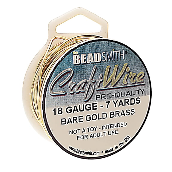 The Beadsmith Wire Elements Craft Wire – Tarnish Resistant, Soft Temper, Round, Bare Gold Brass Color – 1mm, 18 Gauge, 7 Yard Spool – Jewelry Making, Wire Wrapping, Floral, & Other DIY Crafts
