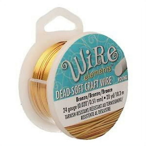 The Beadsmith Wire Elements Craft Wire – Tarnish Resistant, Soft Temper, Round, Bronze Color – 0.51mm, 24 Gauge, 20 Yard Spool – Jewelry Making, Wire Wrapping, Floral, & Other DIY Crafts