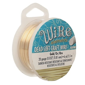 The Beadsmith Wire Elements Craft Wire – Tarnish Resistant, Soft Temper, Round, Gold Color – 0.81mm, 20 Gauge, 6 Yard Spool – Jewelry Making, Wire Wrapping, Floral, & Other DIY Crafts