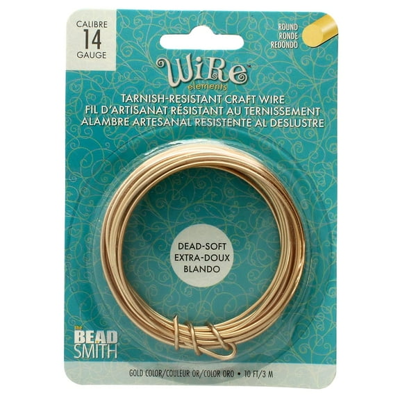 The Beadsmith Wire Elements Craft Wire Tarnish Resistant, Soft Temper, Round, Rose Gold Color 1.6mm, 14 Gauge, 10 Foot Spool Jewelry Making, Wire Wrapping, Floral, & Other DIY Crafts