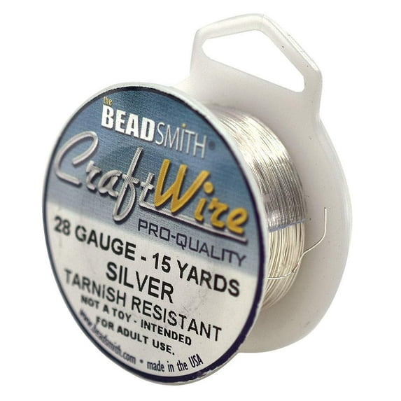The Beadsmith Wire Elements Craft Wire – Tarnish Resistant, Soft Temper, Round, Silver Color – 0.32mm, 28 Gauge, 15 Yard Spool – Jewelry Making, Wire Wrapping, Floral, & Other DIY Crafts