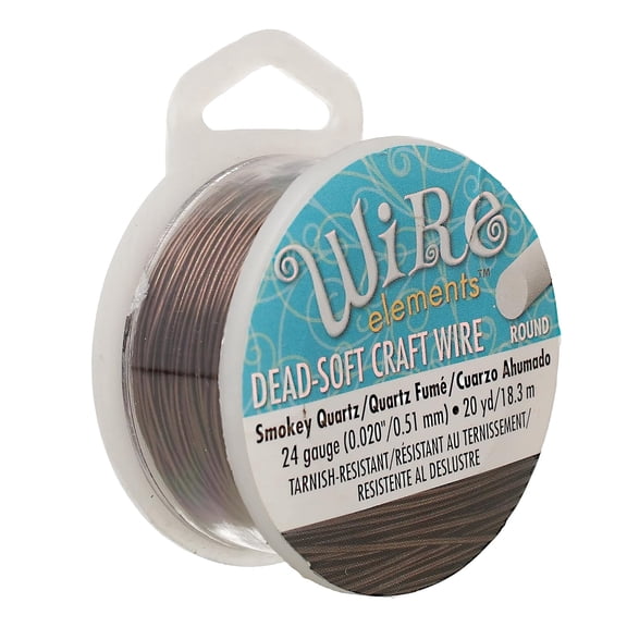 The Beadsmith Wire Elements Craft Wire - Tarnish Resistant, Soft Temper, Round, Smoke Quartz Color 0.51mm, 24 Gauge, 20 Yard Spool Jewelry Making, Wire Wrapping, Floral, & Other DIY Crafts