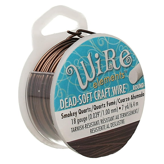 The Beadsmith Wire Elements Craft Wire - Tarnish Resistant, Soft Temper, Round, Smoke Quartz Color 1mm, 18 Gauge, 7 Yard Spool Jewelry Making, Wire Wrapping, Floral, & Other DIY Crafts