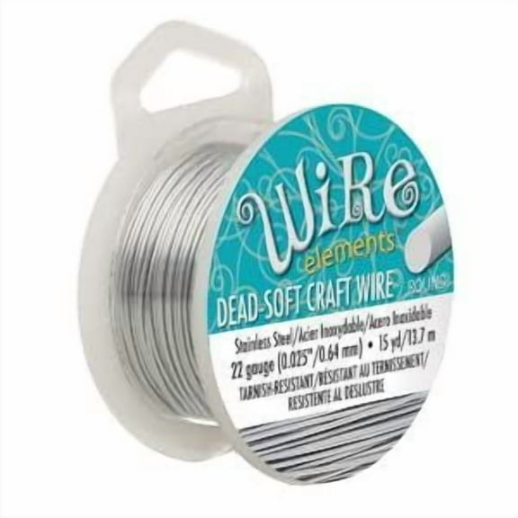 The Beadsmith Wire Elements Craft Wire – Tarnish Resistant, Soft Temper, Round, Stainless Steel Color – 0.64mm, 22 Gauge, 15 Yard Spool – Jewelry Making, Wire Wrapping, Floral, & Other DIY Crafts…