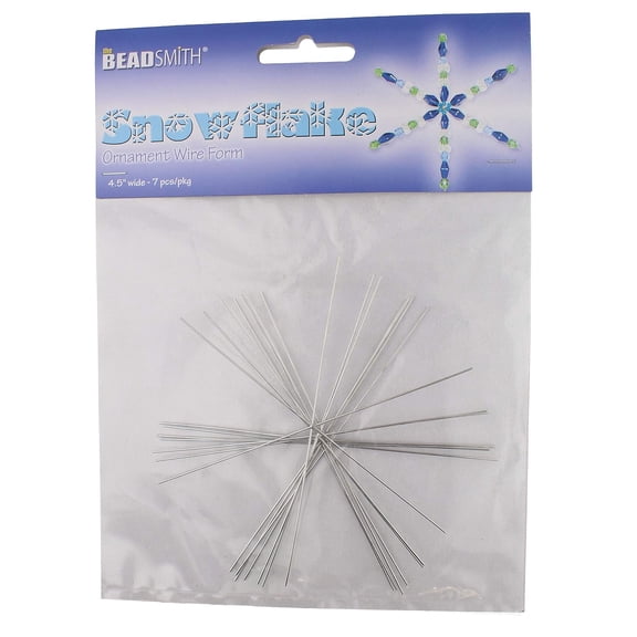The Beadsmith Wire Snowflake, 4.5 inches, 0.8mm diameter, 7 pieces per pack, Wire forms ideal for personalized creation with beads, crystals, ribbon, wire, charms and more
