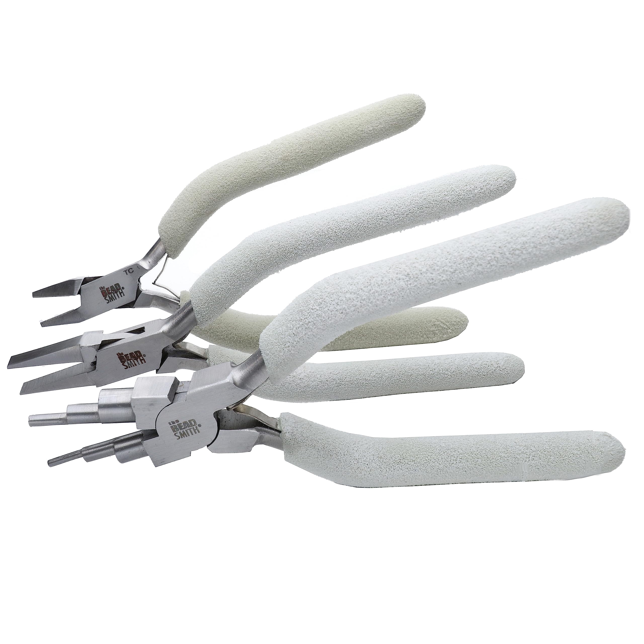 The Beadsmith Wire Tool Set - 3-Piece Kit (Flat Nose, Tungsten Carbide Flush Cutter & 6-in-1 Wire Looper), Elongated, Comfortable Handles with Double-Leaf Springs