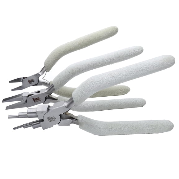 The Beadsmith Wire Tool Set - 3-Piece Kit (Flat Nose, Tungsten Carbide Flush Cutter & 6-in-1 Wire Looper), Elongated, Comfortable Handles with Double-Leaf Springs