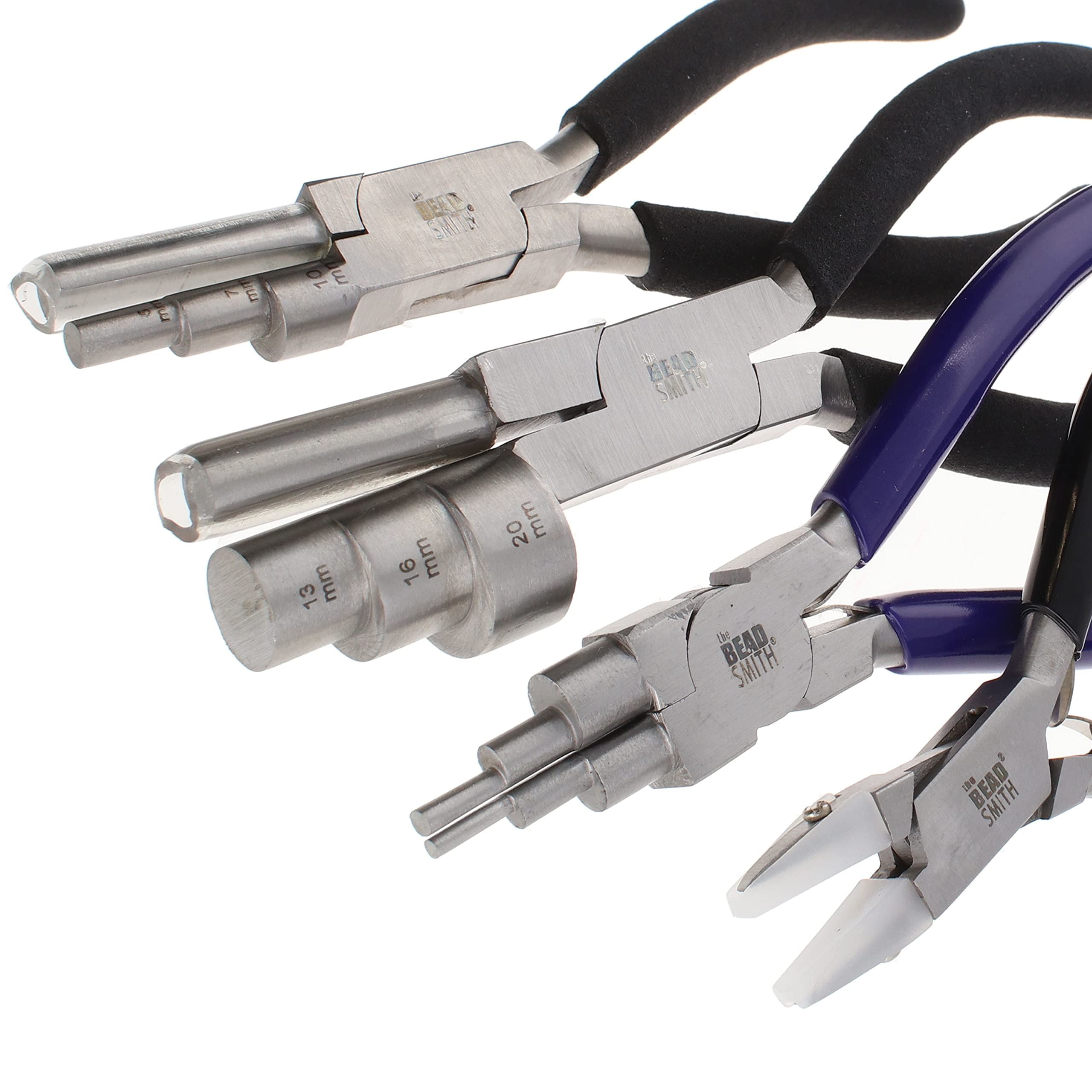 The Beadsmith Wire Working Combo 3 Different Wire Wrapping Bending Pliers and Double Nylon Jaw Chain Nose Pliers Use to Create Loops, Jump Rings & Protect Wire While Jewelry Making 4 Piece Set