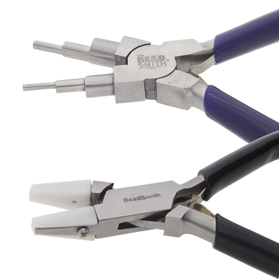 The Beadsmith Wire Working Combo 5.75 Wire Bending Plier and 4.75 Double Nylon Jaw Chain Nose Pliers Use to Create Loops and Jump Rings and Protect Wire While Jewelry Making 2 Piece Set