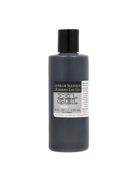 XL Gel Liver of Sulfur Extended Life Gel 4 Fluid Ounces (118ml) Bottle Apply a Patina Finish to Silver Copper and Other Metal for Oxidized Look on Art and Jewelry Projects