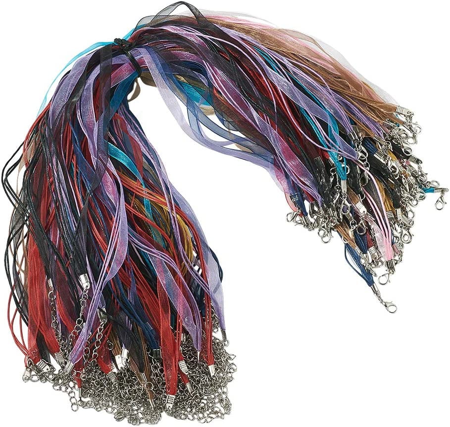 Beadthoven 100 Strands Multi-Strand Ribbon Necklace Cord with 3 Loops ...