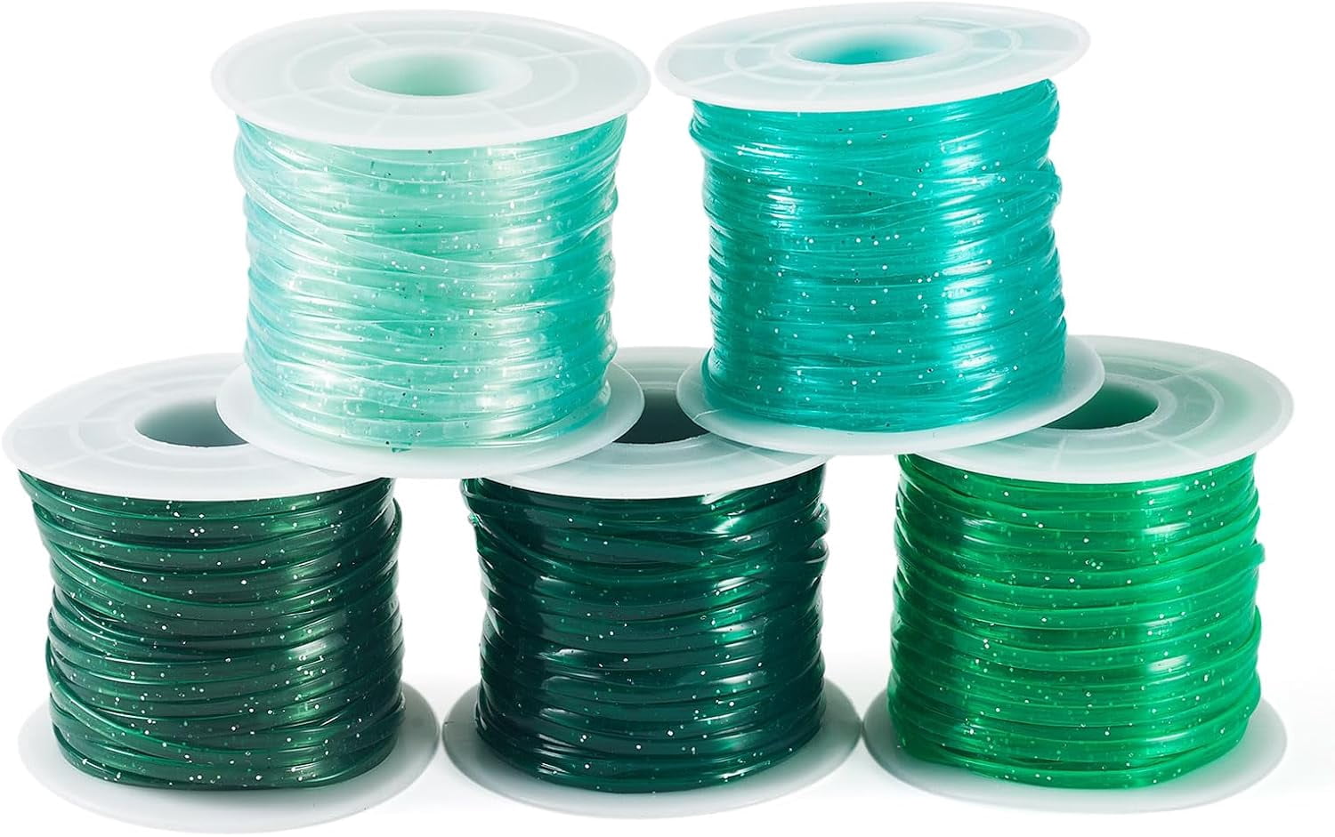 Beadthoven 5 Rolls Green Lanyard String Kit Gimp String Plastic Lacing ...
