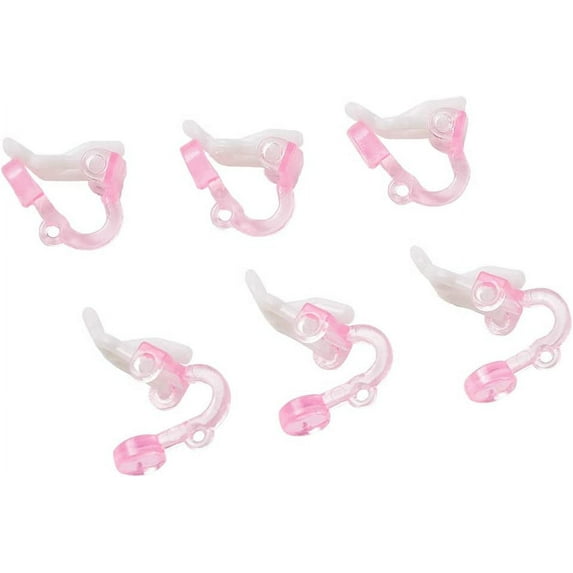 Beadthoven 50pcs Hard Plastic Clip on Earring Transparent Cute Non-Pierced Ears Clip Earring Converter Component with Loop for DIY Earring Jewelry Making Crafts Findings (Pink)