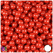 Beadtin Opaque Round Red Plastic Loose Bead, 8 mm, 300 Count