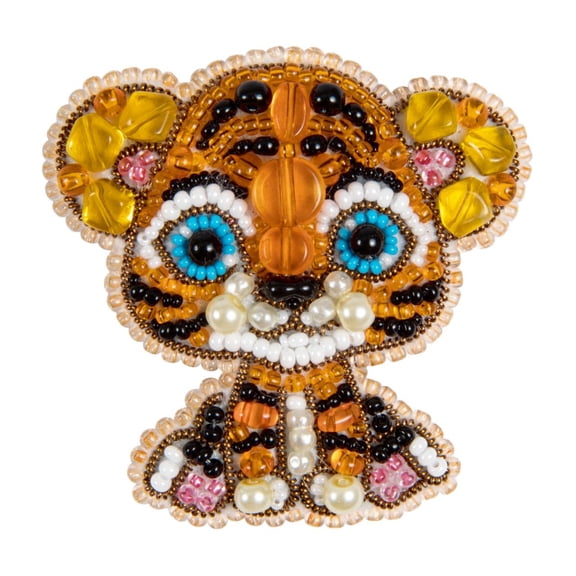 Beadwork kit for creating brooch Crystal Art Tiger BP-335C