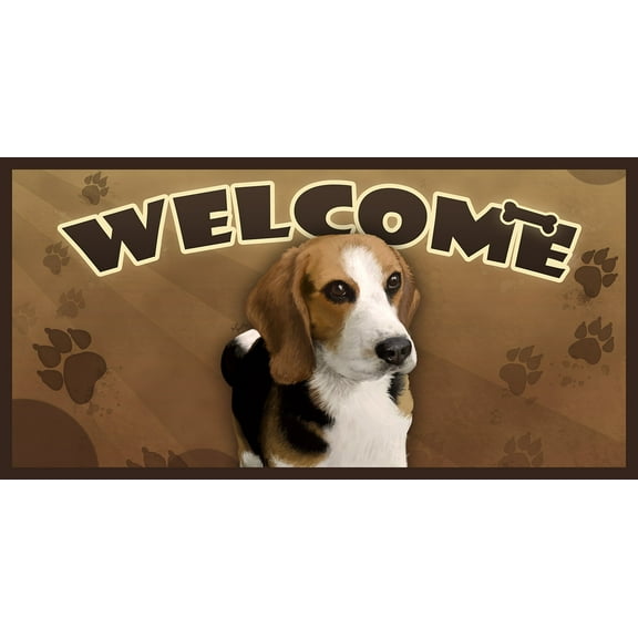 Beagle 10" x 5" Wooden Welcome Sign Featuring the Art of Scott Rogers