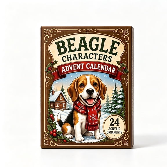 Beagle Advent Calendar 2026, 24 Days Christmas Countdown Box with Miniature Acrylic Dog Ornaments, Winter Cabin Tree Decor, Gift for Adults and Dog Lovers, 24 Pcs Surprise Set