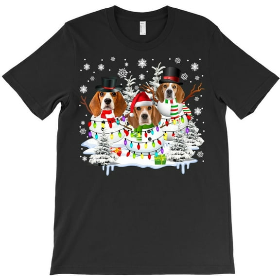 Beagle Beagles In A Snowman Funny Christmas Lights St. Nick Beagle Dog Graphic T-Shirt - Fan Favorite G9203, Up to 5XL