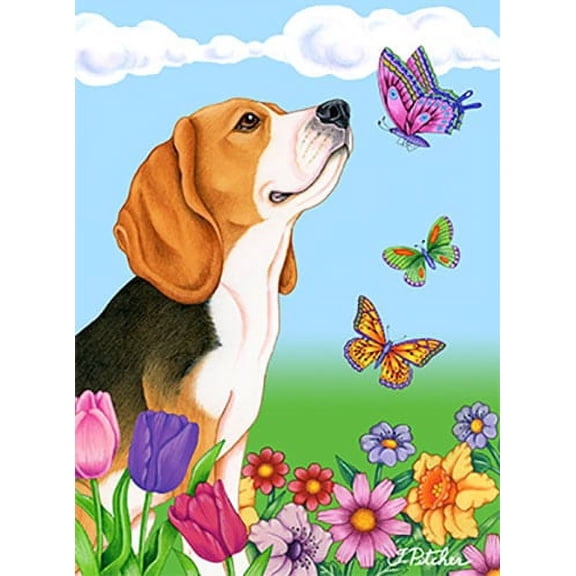Beagle - Best of Breed Butterfly Garden Flag