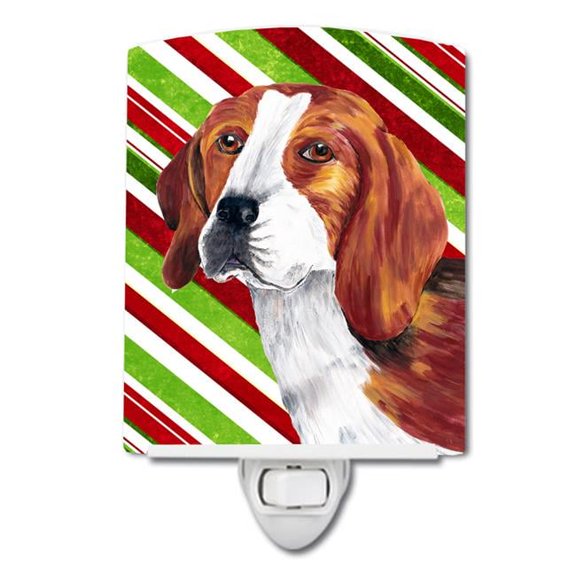Beagle Candy Cane Holiday Christmas Ceramic Night Light