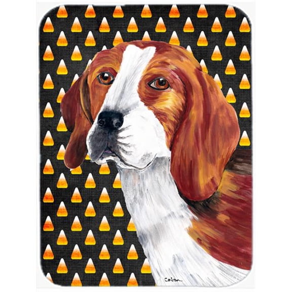 Beagle Candy Corn Halloween Portrait Glass Cutting Board - Large