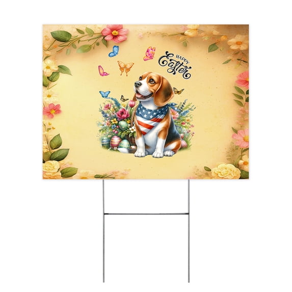 Beagle Celebrates Celebrates Spring and Enjoys a Happy Easter Yard Sign Beagles Dog Lover Gifts Idea Outdoor Home Lawn Garden Porch Decor - 02001