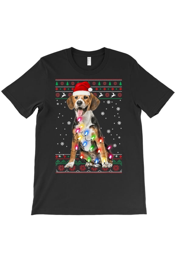 Beagle Christmas Sweater Tree Lights Beagle Christmas Themed Cute and G31073 Unisex T-Shirt, Up to Size 5XL