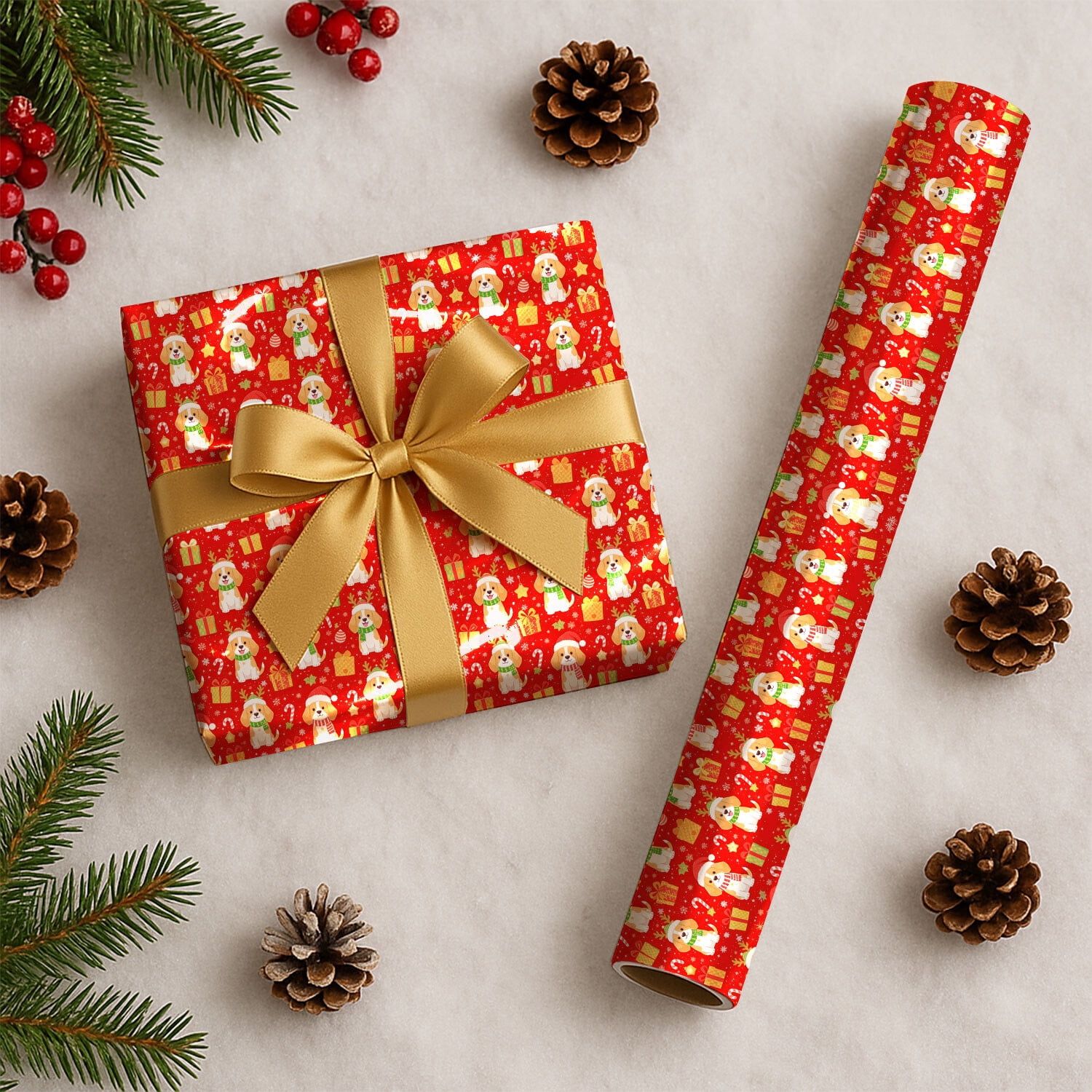 Beagle Christmas Wrapping Paper Rolls, Beagle Holiday Gift Wrapping ...